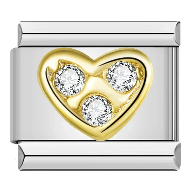 Gold Gem Heart Charming